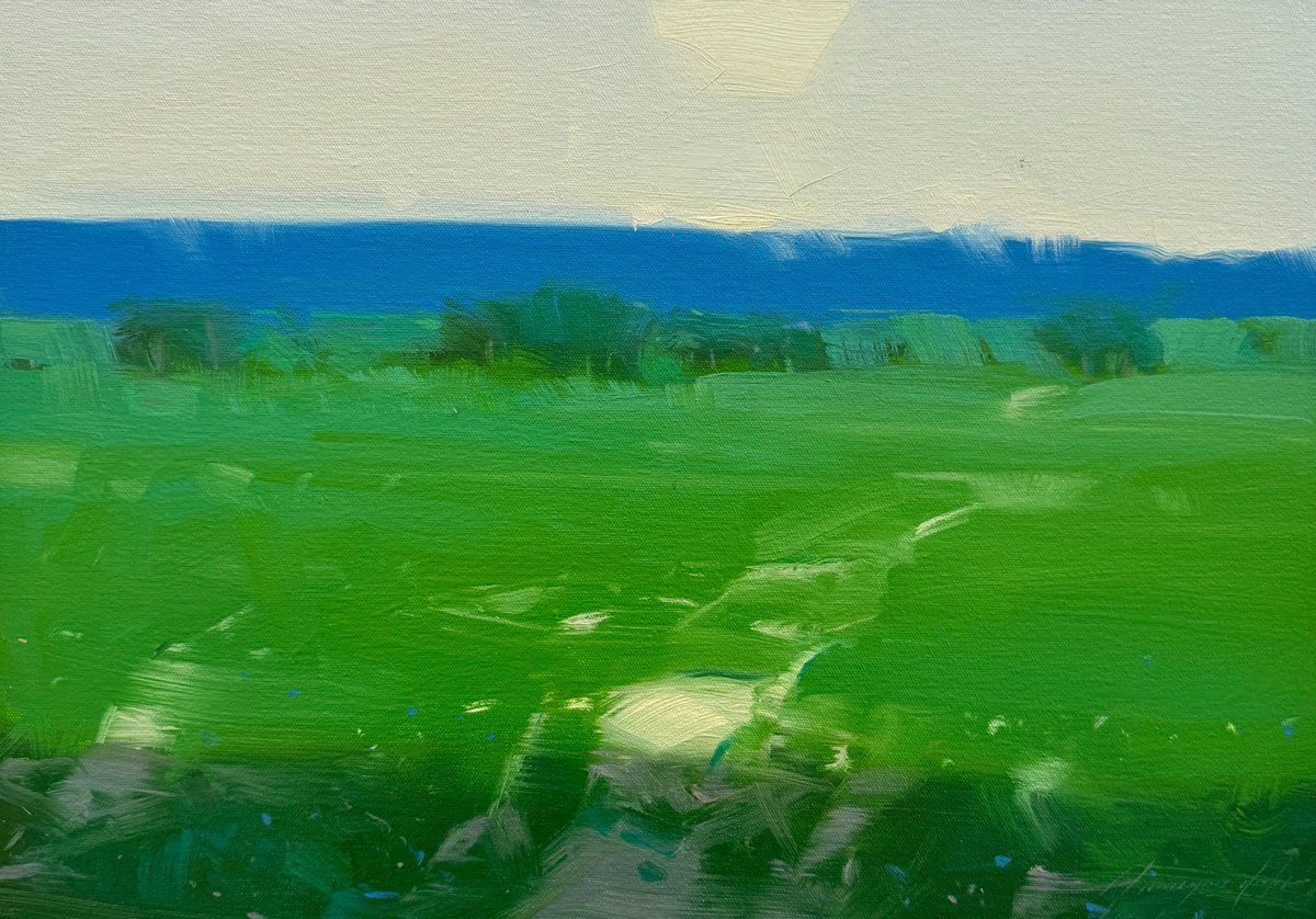 Impressionistic Landscape Oil Painting By Vahe Yeremyan, 21 X 15", Summer Path, Original Artwork