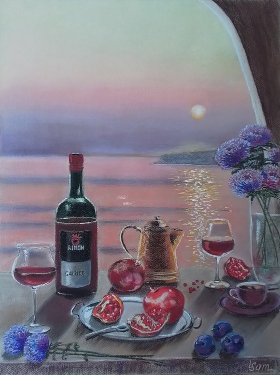 Sunset still life by the sea