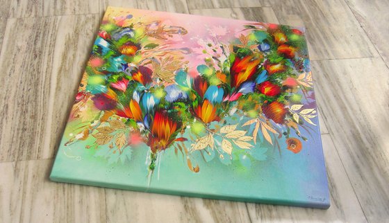 39.4” Summer Flower Melodies Large Painting