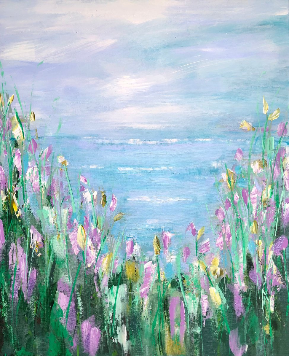 Impressionistic Landscape Acrylic Painting By Michelle Carolan, 20 X 24", Wild Clover Bay, Original Artwork
