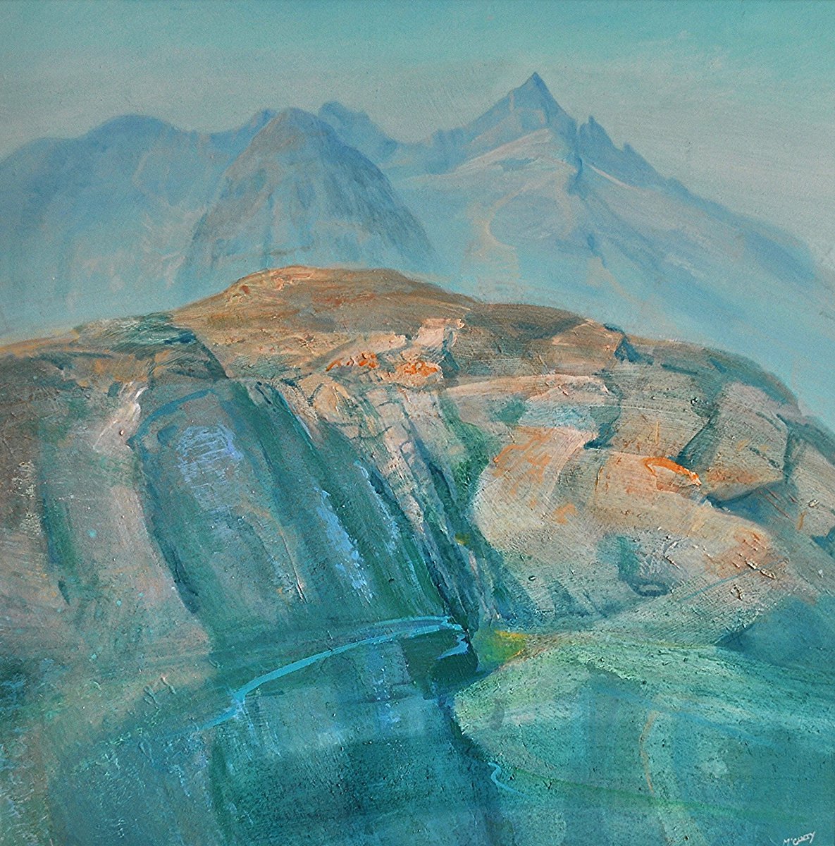 Organic Landscape Acrylic Painting By Kevan Mcginty, 36 X 36", Rock Study, Cuillin Hills, Original Artwork