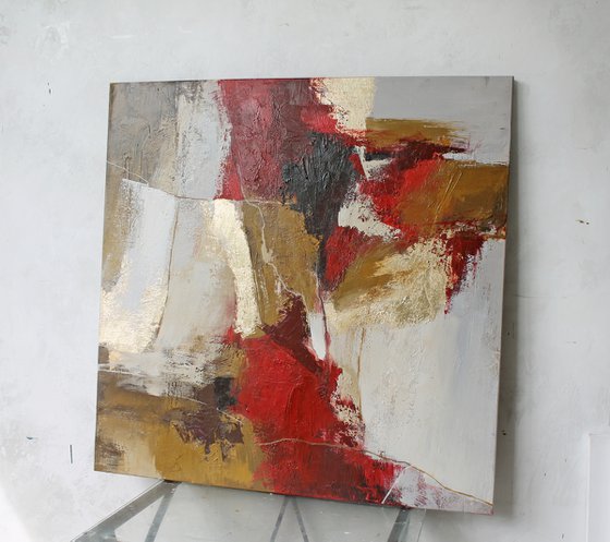 "Florid" Burgundy gold abstract art