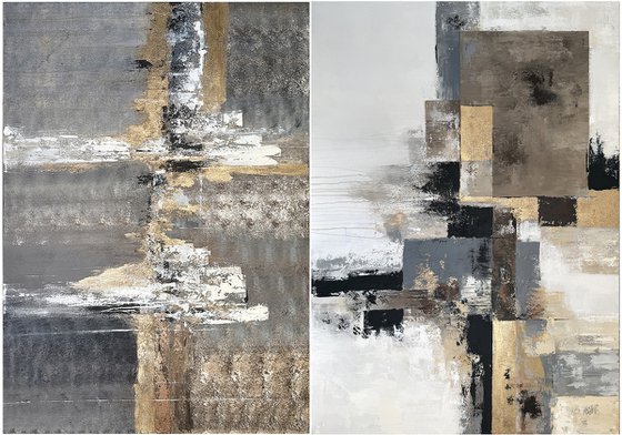 Golden Horizons: Golden Frameworks Diptych