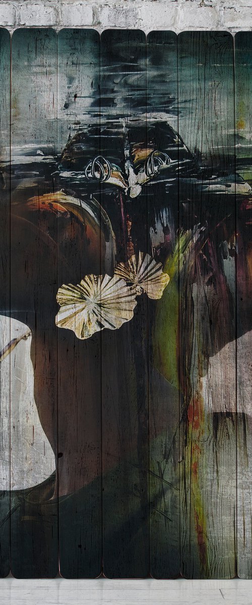 Barn board wood painting. Art Color Face Vol. 24 - Under water. by Elmira Namazova
