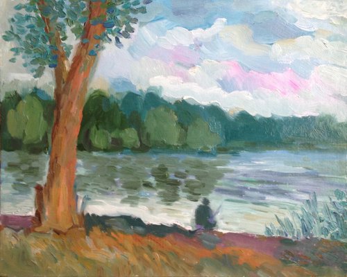 Trees. River's bank. Summer. by Roman Sergienko