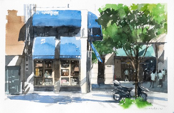 Blue Awning Shop - 30x20cm Sketch