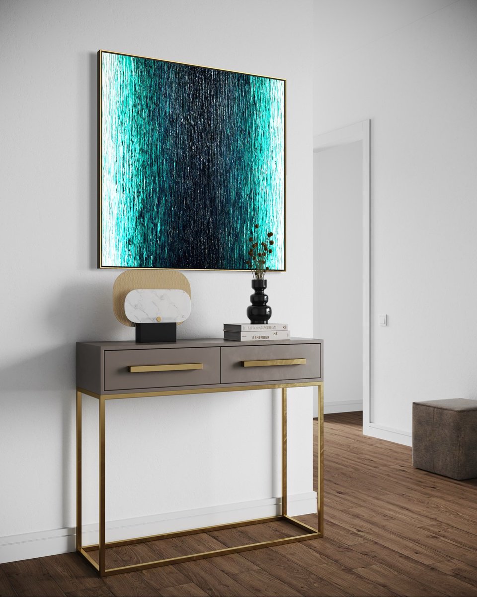 Abstract Acrylic Painting By Daniela Pasqualini, 36 X 36, Night Rainfall, Original Artwork