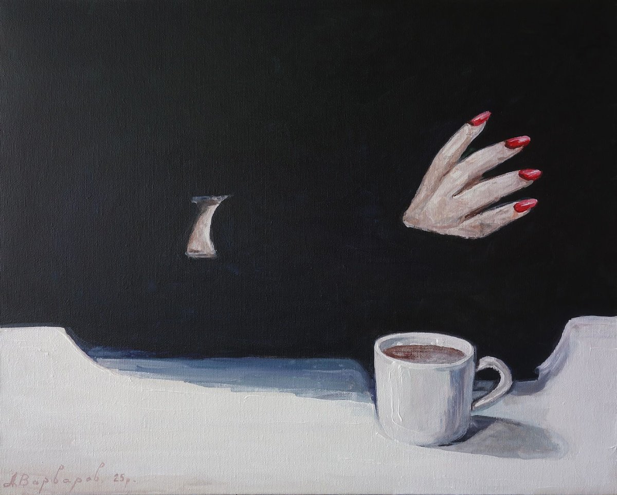 Urban And Pop Oil Painting , Girl And Coffee By Anatolii Varvarov, 24 X 20, Artwork For Sale On Artfinder