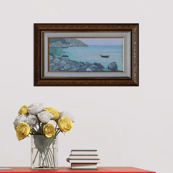 Boats at sunset. Turunc