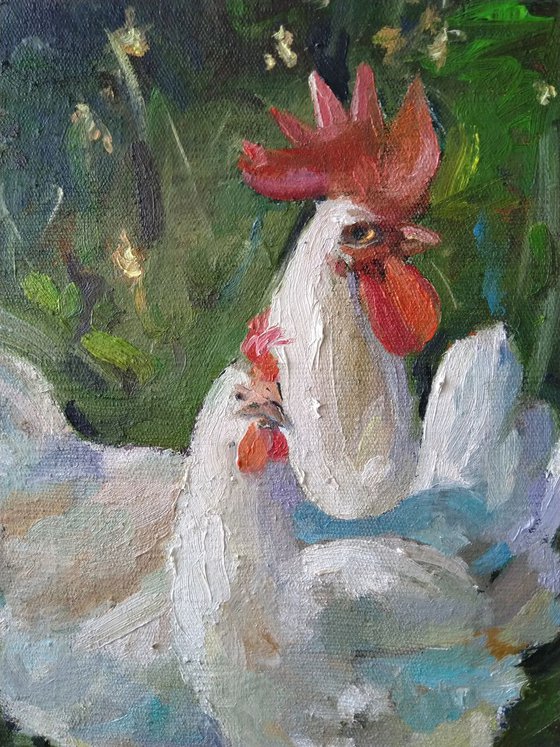 Rooster(40x50cm, oil painting, ready ti hang)
