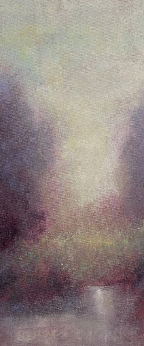 Misty Light 200623, Innes style impressionist sunset landscape by Don Bishop