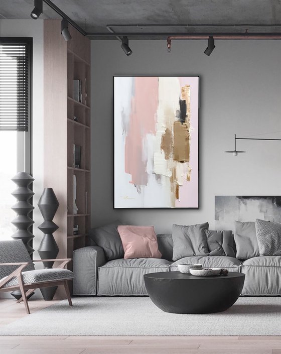 Blush Pink and Gold Abstract