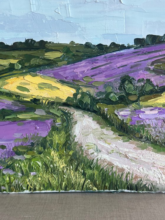 Provence Original Oil Painting Lavender Field  22x28cm