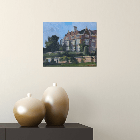 Chilham Castle, an English mansion set in parkland, painting.