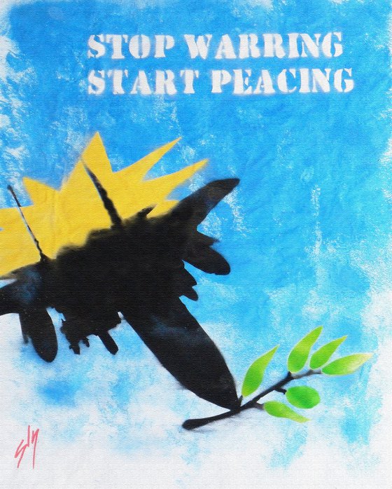 STOP WARRING (ON A BOX CANVAS).