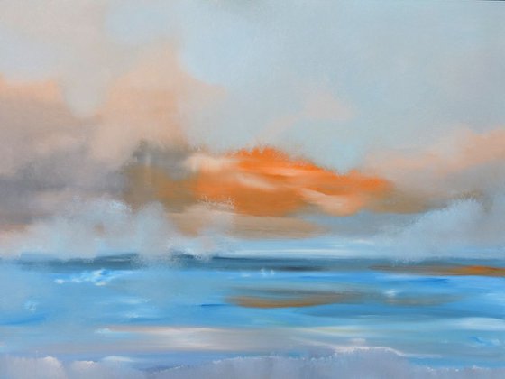 Into Blue and Orange. Large painting, 36" x 48".SOLD