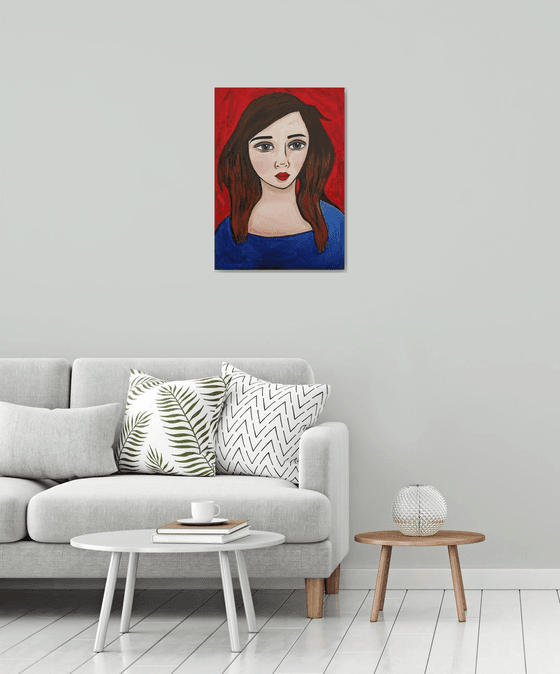 Blue and Red Portrait