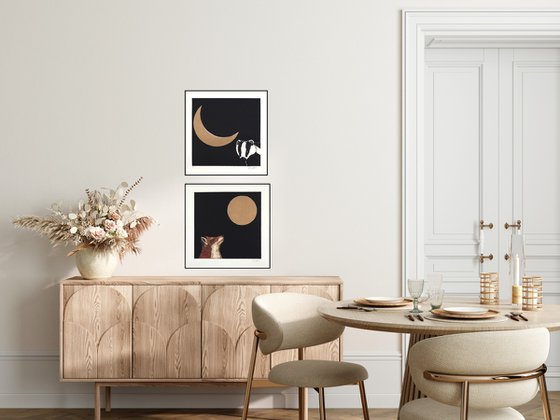 Midnight Fox and Midnight Badger Printset