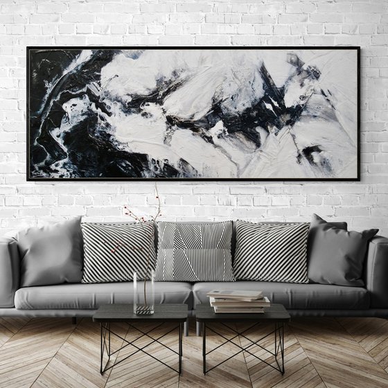 Black Pearl 200cm x 80cm Textured Abstract Art