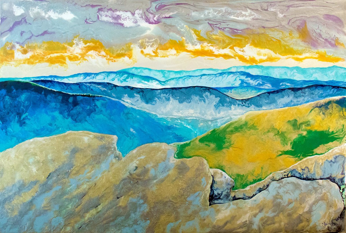 Organic Landscape Painting By Catherine Twomey, 26 X 38, Cirrused, Original Artwork