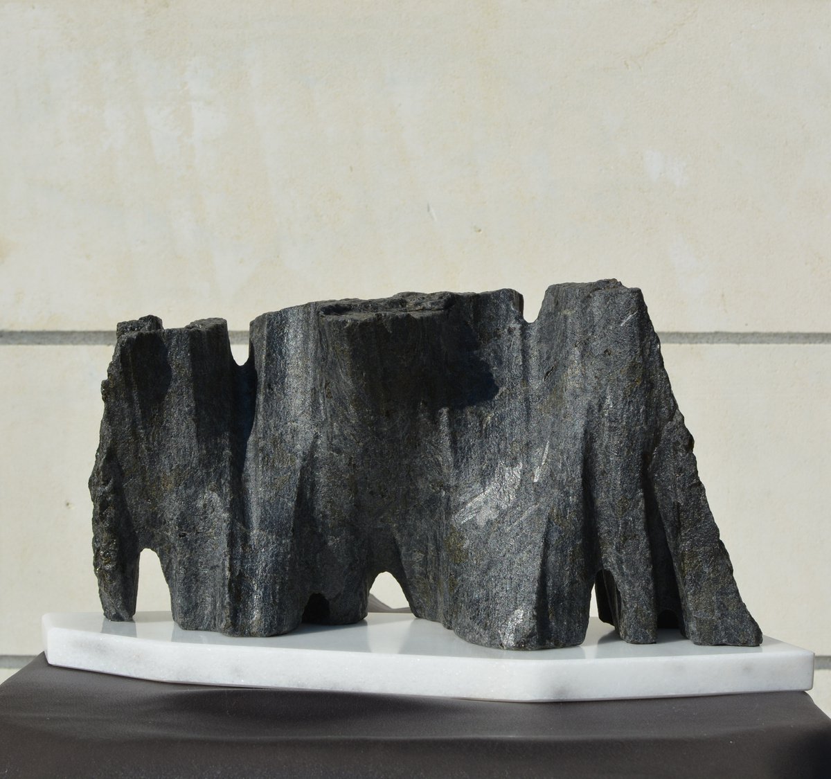 Impressionistic Animal Stone Sculpture By Ognyan Chitakov, 16 X 8", "Raven", Original Artwork