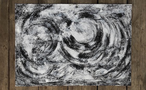 Black and white textured abstraction Black helix