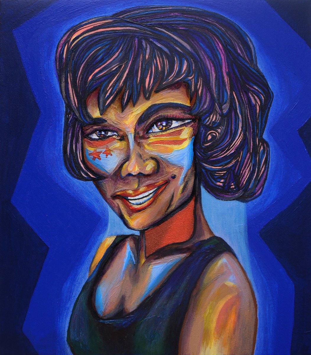 Expressive Portrait Acrylic Painting By Kimi Kaa, 20 X 23", Etta James (Jazz Series), Original Artwork