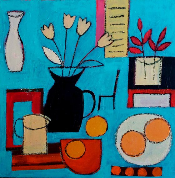 Still Life with 4 Oranges