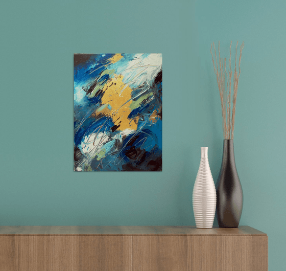 Blue thunder II-Abstract Acrylic Painting on Canvas-Small Abstract Painting