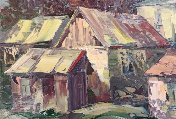 Rural houses (40x50cm, oil painting, impressionistic)