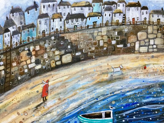 A Brisk Walk, seascape, harbour painting