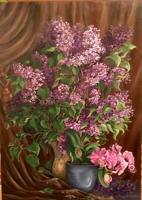 Lilac with orchid