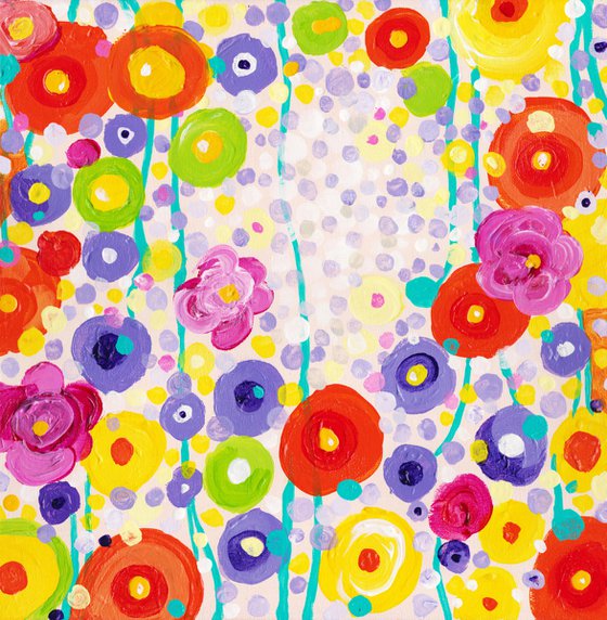 "Summer Fun" floral abstract painting, impressionist flowers, contemporary art, office art, home decor, gift idea