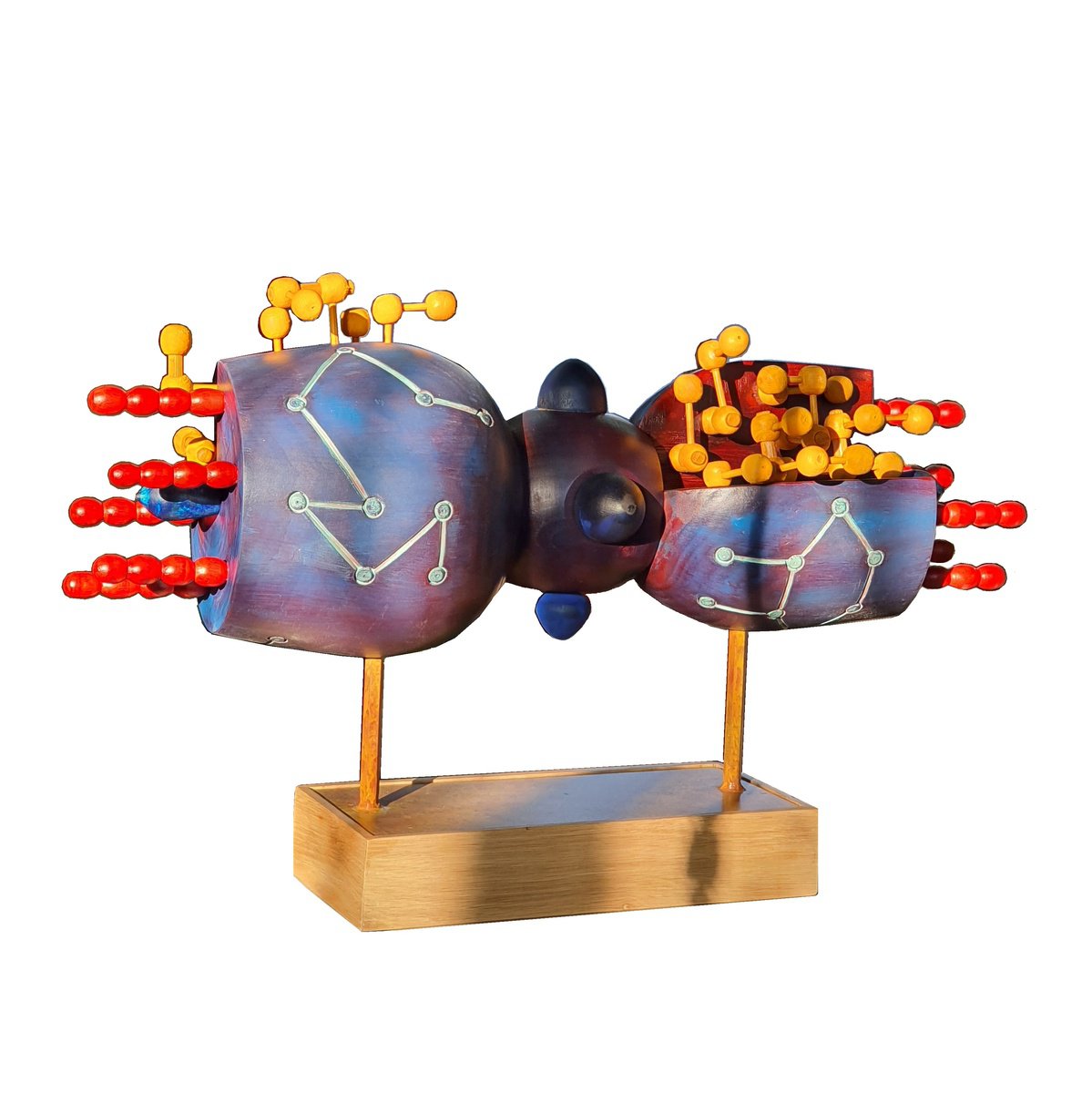 Urban And Pop Transport Wood Sculpture By George Troyanov, 30 X 17, Intergalactic, Original Artwork