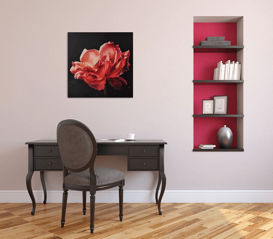 "To the light.  "  rose red flower  liGHt original painting  GIFT (2022)