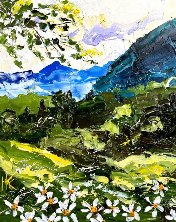 Alps Painting Mountains Original Art Swiss Alps Impasto Landscape Oil Artwork Switzerland Small Wall Art