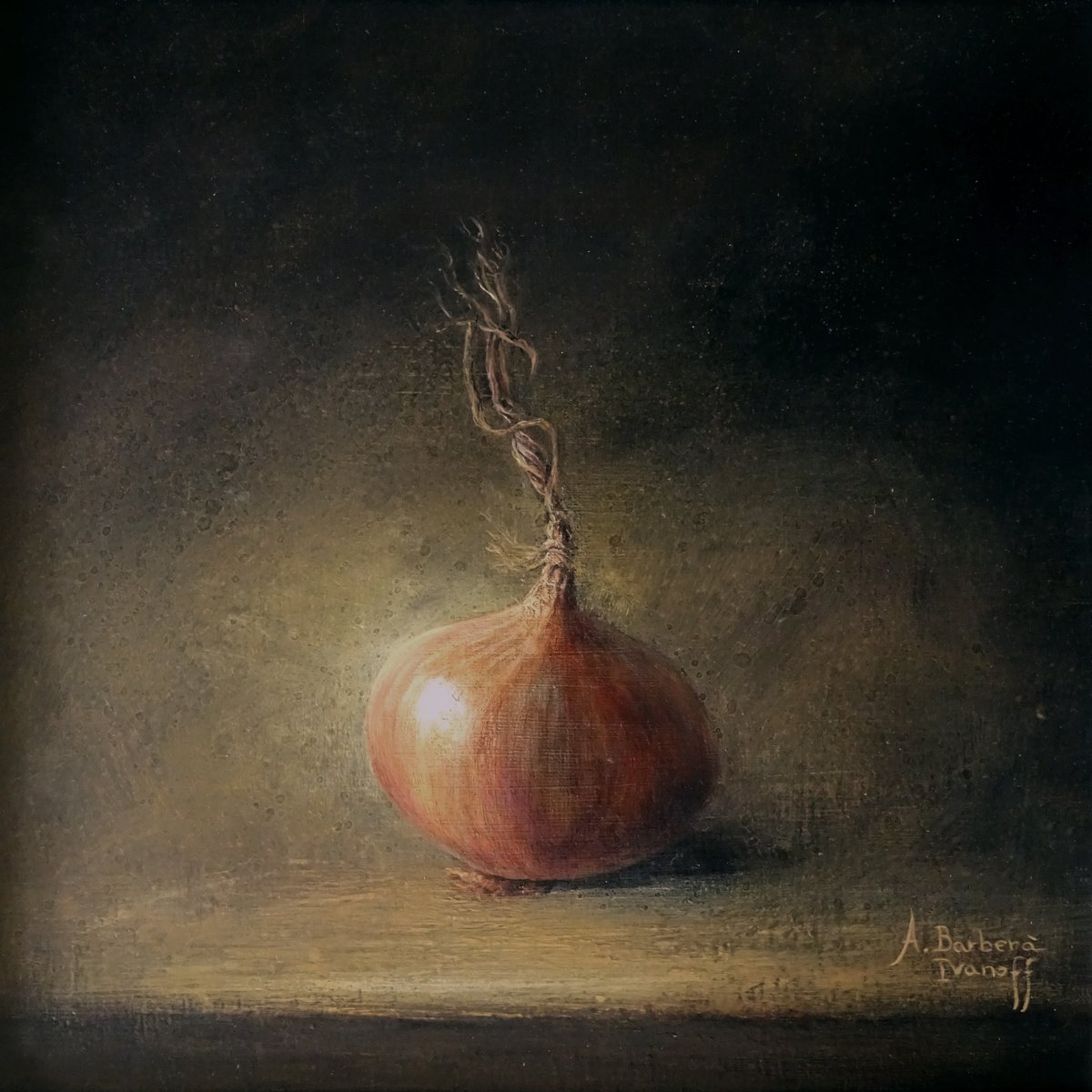 Still Life Oil Painting By Alexandre Barbera-Ivanoff, 12 X 12, Onion, Original Artwork