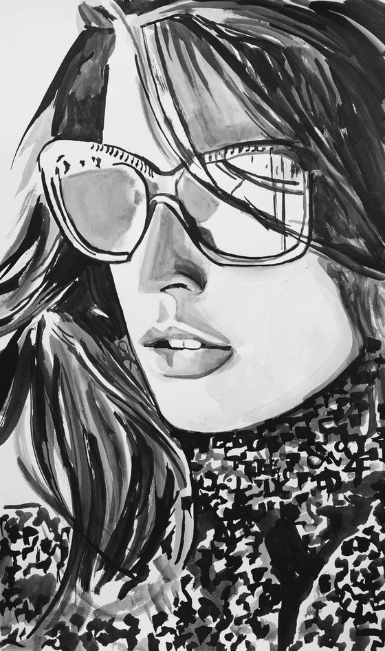 Girl with sunglasses ID #7 / 49.7 X 30 cm