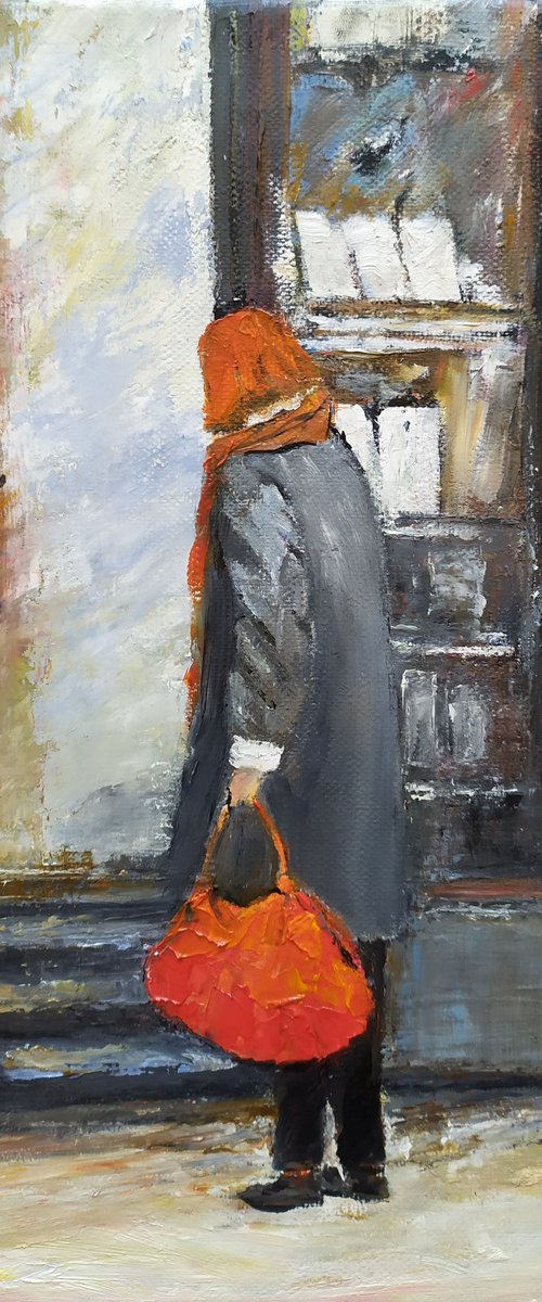 The woman with red bag by Maria Karalyos