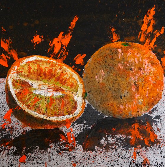 Orange Strikes back  FRAMED - Still life - READY TO HANG Food Original