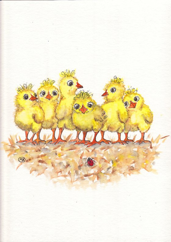 Baby Chicks and a Ladybug