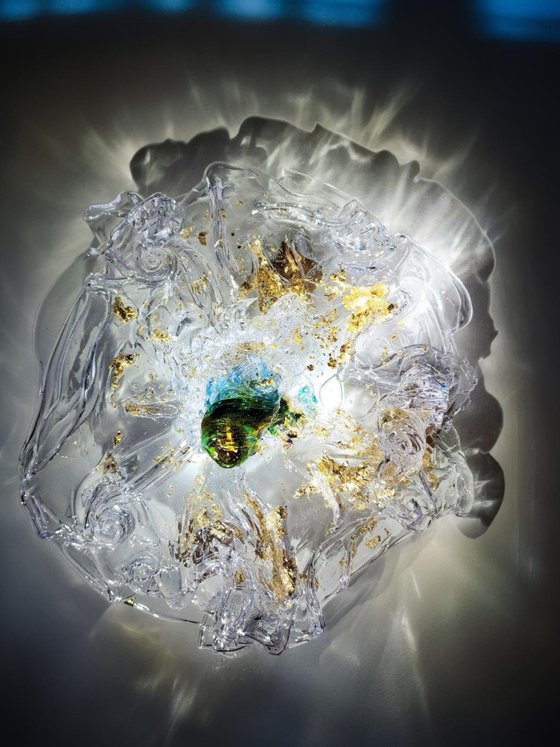 Glass Ocean Sculpture Gold