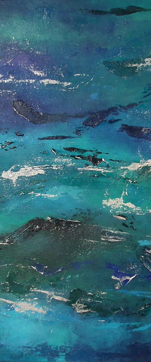 Ocean - green, blue, teal and silver by Lisa Mann