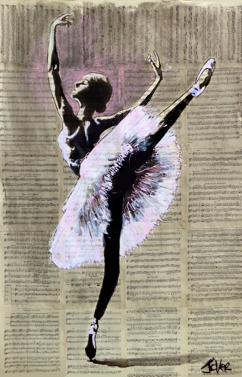 Expressive Portrait Ink Drawing By Loui Jover, 33 X 53", New Giselle, Original Artwork