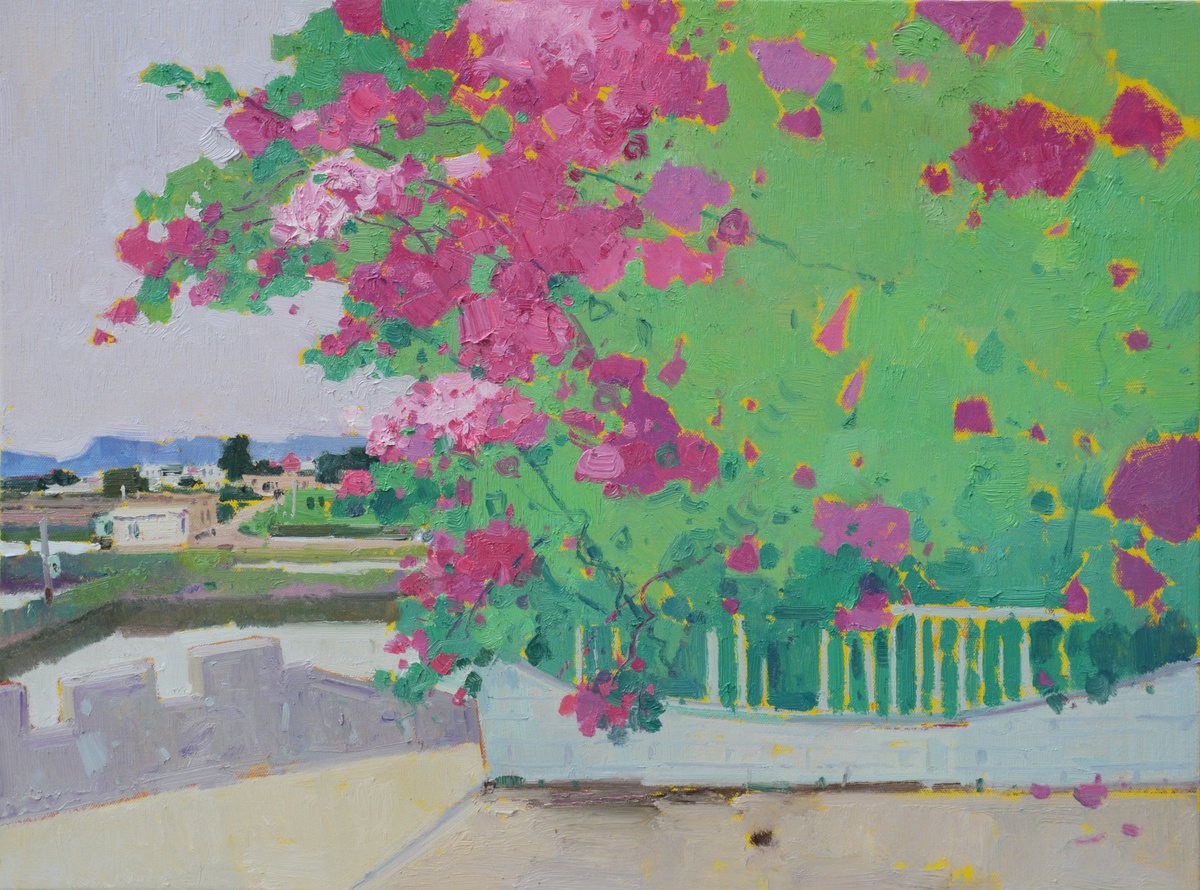 Impressionistic Landscape Oil Painting By Jianzhe Chon, 31 X 24, Landscape Oil Painting:chinese Rural Village 130, Artfinder