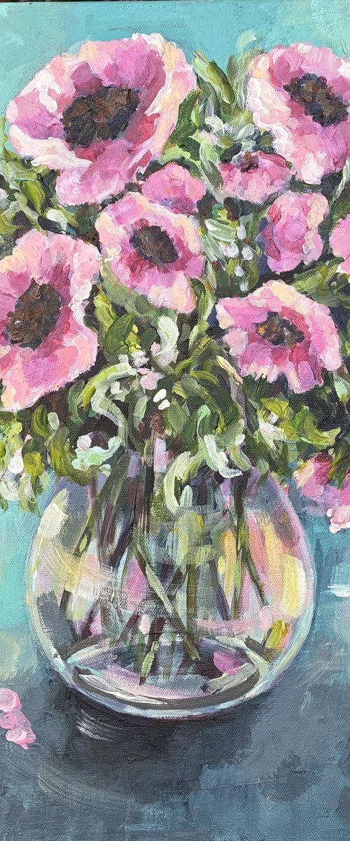 Pink poppies by Colette Baumback