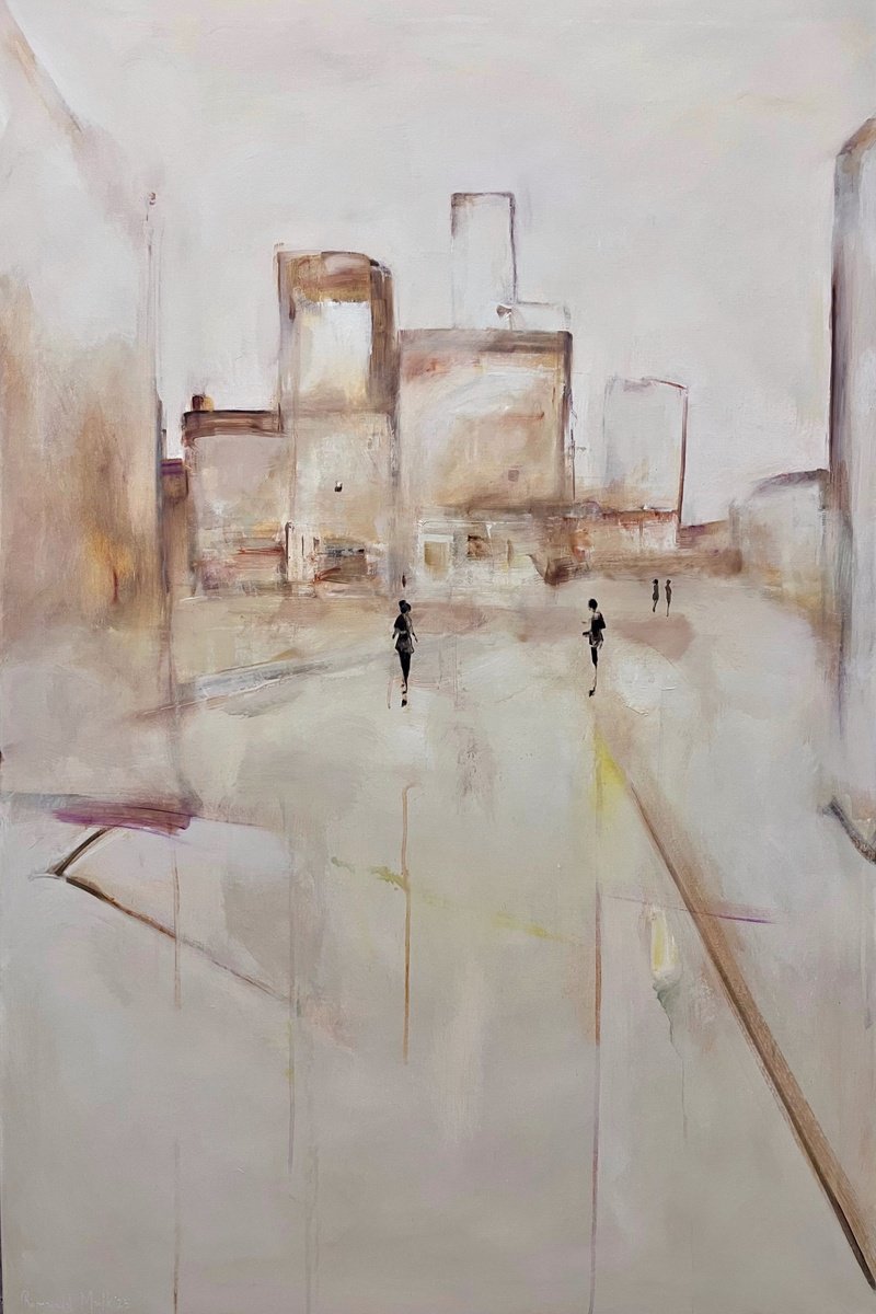 Expressive Oil Painting , Crabstone City By Romuald Mulk Musiolik, 31 X 47, Artwork For Sale On Artfinder