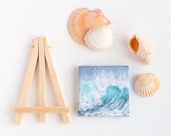 Miniature blue ocean waves