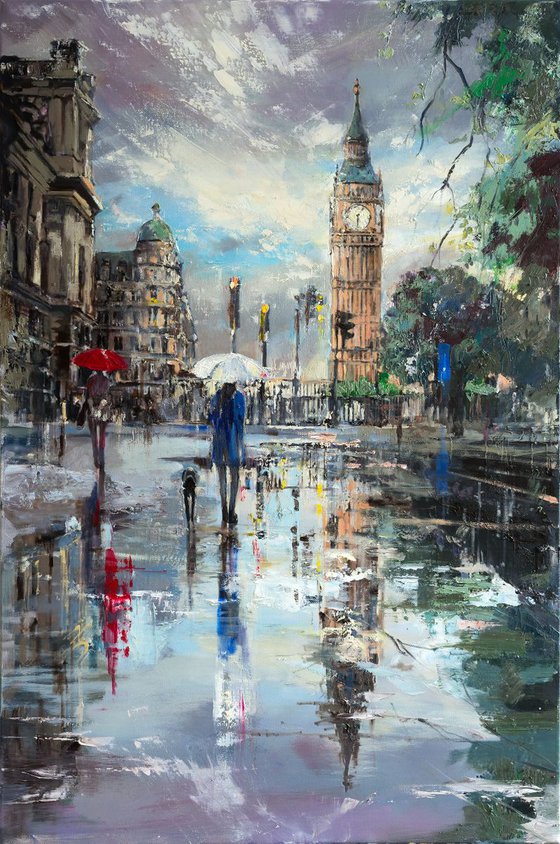 'LONDON REFLECTIONS' ORIGINAL OIL PAINTING ON CANVAS READY TO HANG