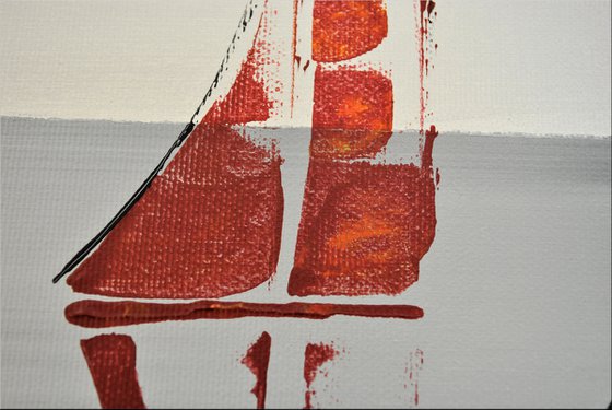 White Sails- Abstract- Colourfull Sailboat Painting- Large Acrylic Art Canvas Wart Art Ready to hang